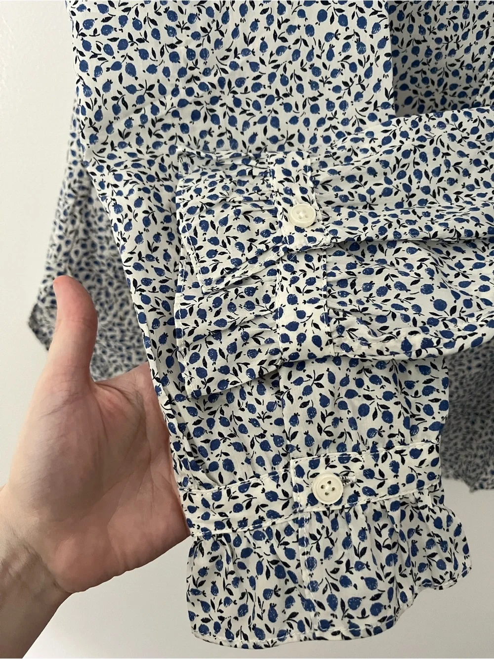 J Crew Liberty Of London Classic Fit Shirt Ed Blue Floral Ruffle Collar 6 Cotton
